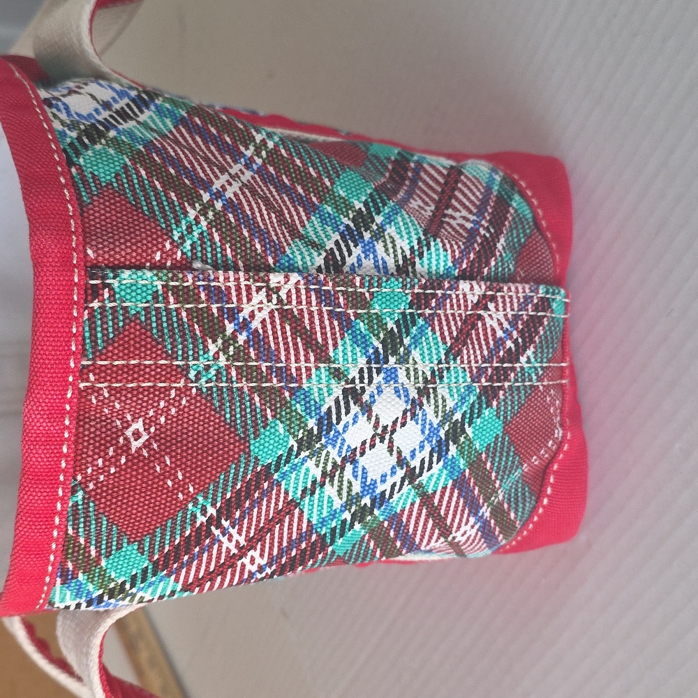 Lands’ End Plaid Tote – Red Handles, Canvas Carryall Boat Tote - Picture 10 of 14